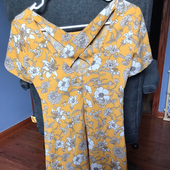 Yellow Flower Print Mini Dress - Picture 7 of 7